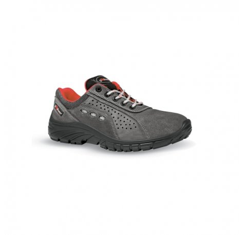 Upower Comfort Grip O Calzado de Seguridad Bajos - Talla 38 - Proteccion 02 FO SR, Piel Afelpada Perforada, Puntera Golia, Antiestaticos, Resistentes a Hidrocarburos, Suela Antideslizante U-GRIP - Color Gris Oscuro