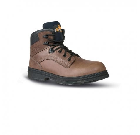 Upower Tribal S Calzado de Seguridad Botines - Talla 45 - Empeine Piel Pull-Up Hidrofugo, Puntal Composite, Antiperforacion, Transpirables, Antideslizantes, Suela PU/PU, Proteccion S3S FO SR - Color Marron