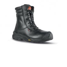 Upower Leopard UK S Calzado de Seguridad - Talla 41 - Empeine Piel Hidrofugo, Puntal Composite, Antiperforacion, Antideslizante, Suela PU VIBRAM, Proteccion S3S CI HI HRO FO SR - Color Negro
