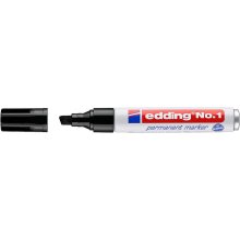 Edding Nº1 Rotulador Permanente - Punta Biselada - Trazo entre 1 y 5 mm. - Recargable - Secado Instantaneo - Color Negro (10 uds)