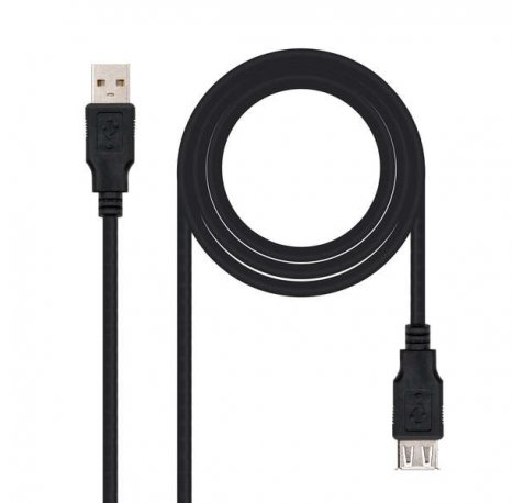 Nanocable Cable Prolongador USB-A 2.0 Macho a USB-A Hembra 1m