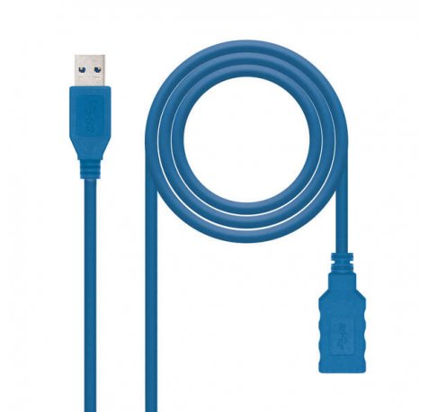 Nanocable Cable USB-A 3.0 Macho a USB-A Hembra 2m - Color Azul