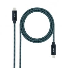 Nanocable Cable USB-C - Longitud 1.5m - 20Gbps - Carga de 100W - 5A - Video 4K a 60Hz - Chip E-mark - Compatible con Thunderbolt 3 - Conectores de Aluminio - Color Gris y Negro