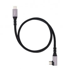 Nanocable Cable USB-C Macho Acodado 90Âº - Soporta hasta 100W - Longitud 2m - Velocidad de Transferencia hasta 10Gbps - Resolucion 4K - Algodon Trenzado - Color Negro