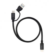 Nanocable Cable USB-C Macho - Soporta hasta 60W - Longitud 2m - Velocidad de Transferencia hasta 10Gbps - Resolucion 4K - Adaptador USB-A Integrado - Color Negro