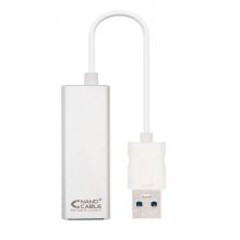 Nanocable Conversor USB 3.0 a Ethernet Gigabit 10/100/1000 Mbps - 15cm - Color Aluminio