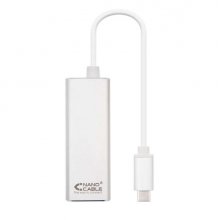 Nanocable Conversor USB-C a Ethernet Gigabit 10/100/1000 Mbps - 15 cm - Color Aluminio