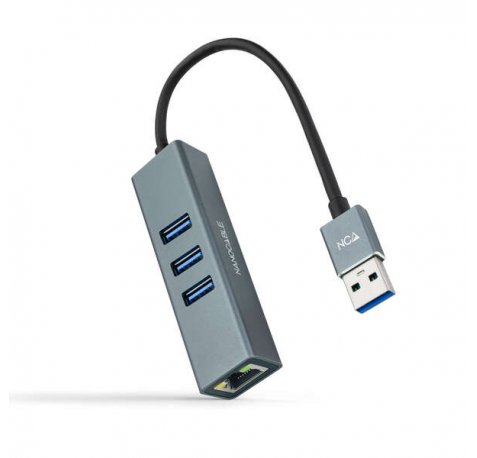 Nanocable Adaptador de Red USB 3.0 a Ethernet Gigabit 10/100/1000 Mbps + 3 Puertos USB 3.0