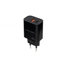 Nanocable Cargador de Pared USB-C/PD + USB-A/QC 30W - Color Negro