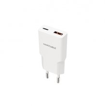 Nanocable Cargador de Pared USB-C/PD + USB-A/QC 30W - Color Blanco