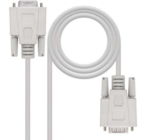 Nanocable Cable Serie RS232 DB9 Macho a DB9 Hembra 1.80m - Color Beige