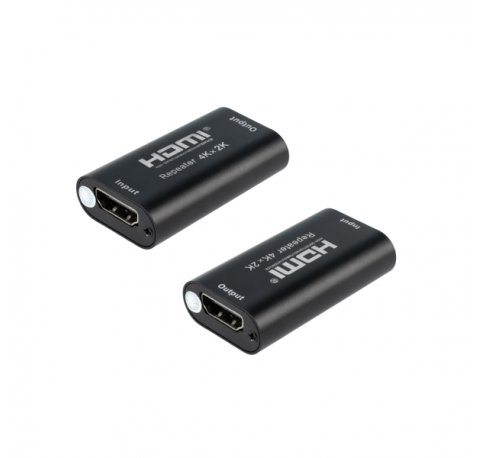 Nanocable Repetidor HDMI - Resolucion 4K a 24Hz - Conectores Hembra a Hembra - Amplificacion hasta 40m - Compacto - Color Negro