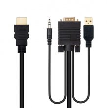 Nanocable Cable Conversor HDMI a VGA+Jack3.5+USB-A 1.8m - Color Negro