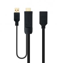 Nanocable Conversor HDMI a DisplayPort V1.2 - HDMI A Macho-DPort Hembra+USB-A - 20 cm - Color Negro