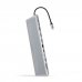 Nanocable HUB USB-C 11 en 1 - Conversor USB-C 3.1 a 3 x USB-A 3.0 + USB-C + USB-C 2 PD 100W + 2 x HDMI 4K60Hz + Displayport 4K60Hz + RJ45 + SD/TF + Audio - Aluminio - 18cm - Color Gris