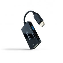 Nanocable Conversor de Video - DisplayPort a HDMI, DVI y VGA - 3 Salidas Simultaneas - 4K a 60Hz por HDMI - Modo SST y MST - Longitud 20cm - Color Negro