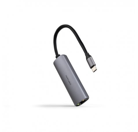 Nanocable Adaptador de Red USB-C a Ethernet Gigabit 10/100/1000 Mbps - USB-C 100W - Aluminio - 18cm - Color Gris