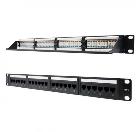 Nanocable Patch Panel 24 Puertos RJ45 Cat.6 UTP 19" 1U dual IDC - Color Negro