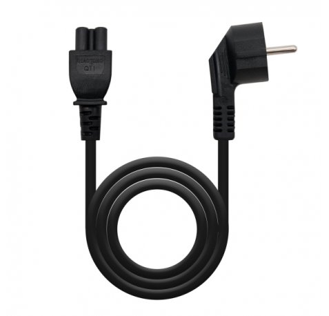 Nanocable Cable de Alimentacion CEE7 Acodado Macho a M-C5 Hembra Trebol 3m - Color Negro