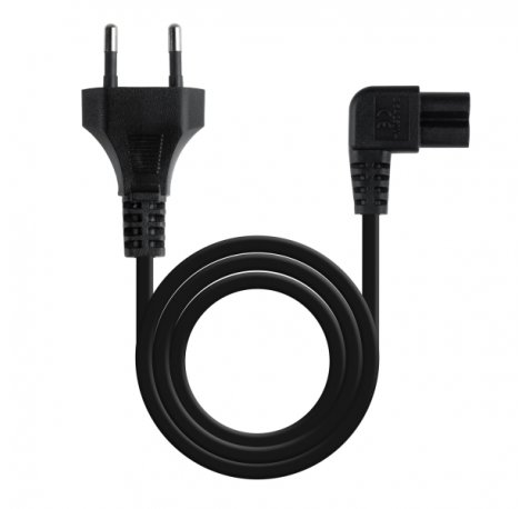Nanocable Cable de Alimentacion - Longitud 3m - Acodado 90 Grados - Clavija CEE7/16 - Conector C7 - Macho a Hembra - Color Negro