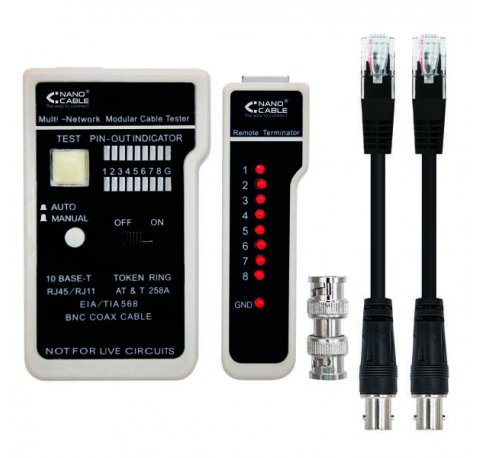 Nanocable Testeador para Cable RJ11/RJ12/RJ45, Coaxial