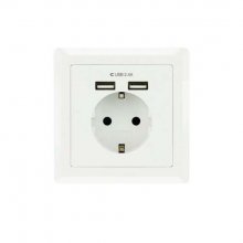 Nanocable Roseta Base de Enchufe de Pared Empotrable Tipo Schuko con 2 Tomas USB 2.4A - Color Blanco