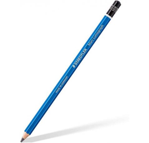 Staedtler Mars Lumograph 100 Lapiz de Grafito Hexagonal - Mina 10B - Resistencia a la Rotura - Madera de Bosques Sostenibles (12 uds)