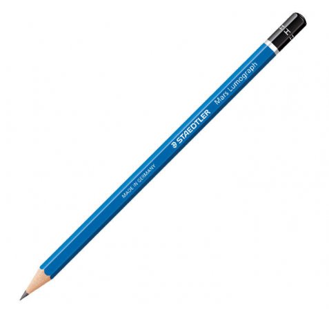 Staedtler Mars Lumograph 100 Lapiz de Grafito Hexagonal - Mina H Ultrarresistente de 2mm - Madera de Bosques Sostenibles (12 uds)