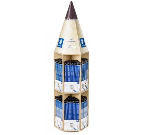 Staedtler Mars Lumograph 100 Expositor con 576 Lapices de Grafito de Graduaciones Surtidas - Alta Resistencia a la Rotura - Madera de Bosques Certificados