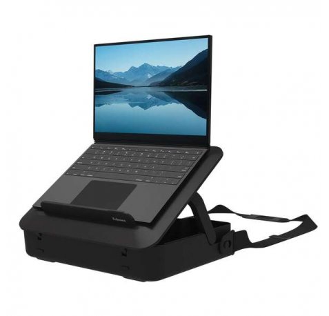 Fellowes Maletin de Doble uso para Ordenador - Elevable a 5 Alturas - Incluye Asa y Correa - Materiales 100% Reciclados