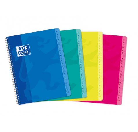 Oxford Classic A5+ Cuaderno con Espiral Tapa Blanda - 90 Hojas - Cuadricula 5x5 - Colores Surtidos (10 uds)