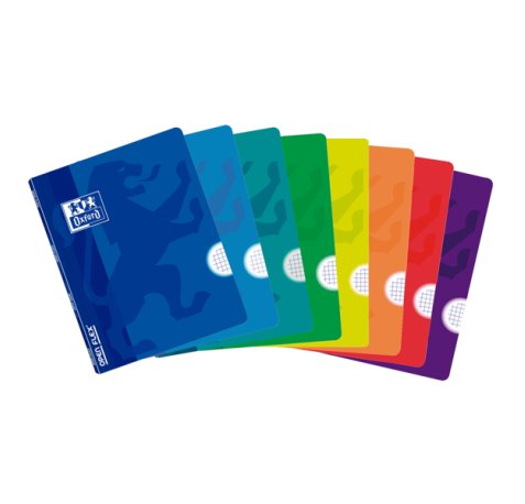 Oxford School Openflex A4 Libreta Grapada - Tapa de Plastico Resistente - 48 Hojas con Cuadricula 5x5 - 2 Margenes - Colores Surtidos (10 uds)