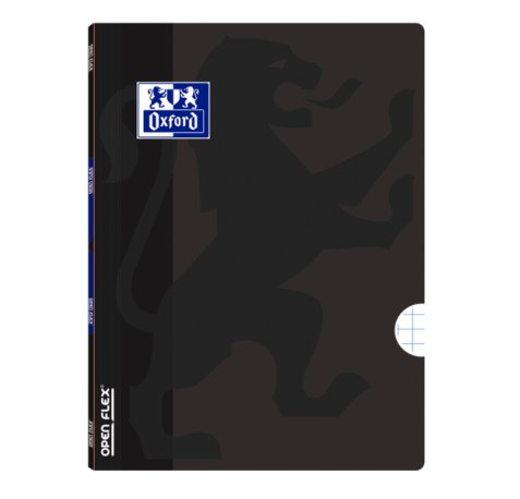Oxford School Openflex A4 Libreta Grapada - Tapa de Plastico Resistente - Cuadricula 5x5 con 2 Margenes - 48 Hojas de Alta Calidad - Color Negro (10 uds)