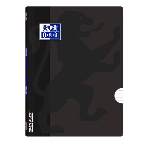 Oxford School Openflex A5 Libreta Grapada - Tapa de Plastico Resistente - 1 Linea con 2 Margenes - 48 Hojas de Papel de Alta Calidad - Color Negro (10 uds)