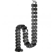 Fellowes Organizador de Cables - Columna Flexible - Altura hasta 130cm - Vertebras Desmontables - 4 Compartimentos Separados - Base Pesada - Iman Integrado - 10.7x12.9x128.8cm - Color Negro