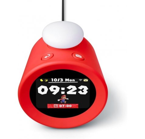 Nintendo Sound Clock Alarmo Reloj Despertador Inteligente - Alarmas con Tematicas de Nintendo - Sensor de Movimiento - Registro de Habitos - Incluye Pila de 9V - Color Negro y Rojo