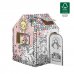 Fellowes Unicornio Casa XL para Pintar - Carton Corrugado FSC - Puertas y Ventanas Interactivas - Bordes Redondeados - Montaje sin Adhesivos - 81.3x81.3x121.3cm - Color Blanco y Negro
