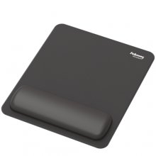 Fellowes Breyta Alfombrilla con ReposamuÃ±ecas - Revestimiento Antipolvo - Proteccion Antimicrobiana - Tacto Suave - Fabricado con Material Reciclado - 24x20x1.75cm - Color Negro