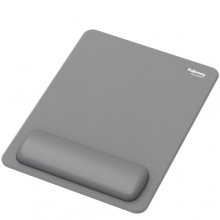 Fellowes Breyta Alfombrilla con ReposamuÃ±ecas XL - Revestimiento Antipolvo - Proteccion Antimicrobiana - Tacto Suave - Fabricado con Material Reciclado - 28x21x1.75cm - Color Gris