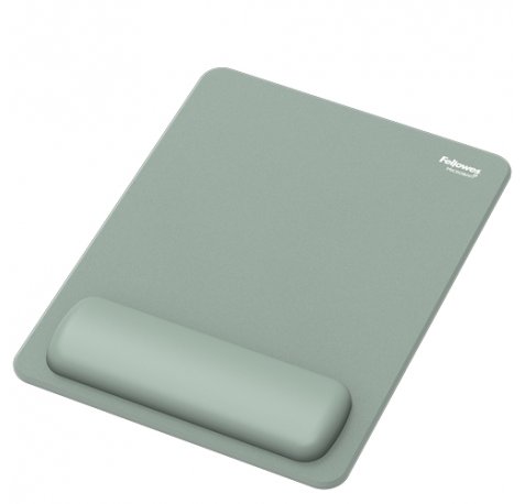 Fellowes Breyta Alfombrilla con ReposamuÃ±ecas XL - Revestimiento Antipolvo - Proteccion Antimicrobiana - Tacto Suave - Fabricado con Material Reciclado - 28x21x1.75cm - Color Verde Salvia