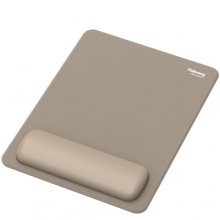 Fellowes Breyta Alfombrilla con ReposamuÃ±ecas XL - Revestimiento Antipolvo - Proteccion Antimicrobiana - Tacto Suave - Fabricado con Material Reciclado - 28x21x1.75cm - Color Beige Arena