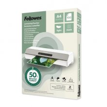 Fellowes Pack de 100 Fundas para Plastificar - Formato A4 - 80 micras - Efecto Mate - Fabricado con 50% Material Reciclado - Transparente Fellowes Pack de 100 Fundas para Plastificar - Formato A4 - 80 micras - Efecto Mate - Fabricado con 50% Material Reciclado - Transparente