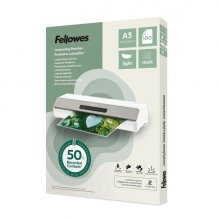 Fellowes Pack de 100 Fundas para Plastificar - Formato A3 - 80 micras - Efecto Mate - Fabricado con 50% Material Reciclado - Transparente Fellowes Pack de 100 Fundas para Plastificar - Formato A3 - 80 micras - Efecto Mate - Fabricado con 50% Material Reciclado - Transparente