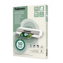 Fellowes Pack de 100 Fundas para Plastificar - Formato A5 - 80 micras - Efecto Brillo - Fabricado con 50% Material Reciclado - Transparente Fellowes Pack de 100 Fundas para Plastificar - Formato A5 - 80 micras - Efecto Brillo - Fabricado con 50% Material Reciclado - Transparente