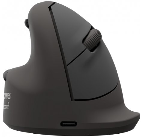 Fellowes Breyta Plus Raton Inalambrico Ergonomico Vertical 2400ppp - TamaÃ±o Grande - BluetoothÂ®, Dongle USB y Conexion por Cable - Certificado por FIRA - Uso Zurdo - Color Negro