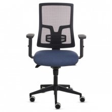 Fellowes Eleganza Silla de Oficina - Respaldo de Malla Transpirable Ajustable en Altura - Soporte Lumbar Ajustable - Reposabrazos Acolchados 2D - Ajuste por Elevacion de Gas - Tejido Ignifugo y Ruedas de 65mm - Color Azul/Negro