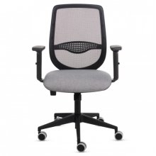 Fellowes Fluenza Silla de Oficina - Respaldo de Malla Transpirable - Reposabrazos Acolchados 2D - Ajuste por Elevacion a Gas - Tejido Ignifugo y Ruedas de 65mm - Color Gris/Negro