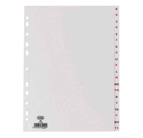 Elba Indice Alfabetico Folio 20 Posiciones - Resistente Plastico de 120 Micras - Organizacion Alfabetica Eficiente - Color Gris