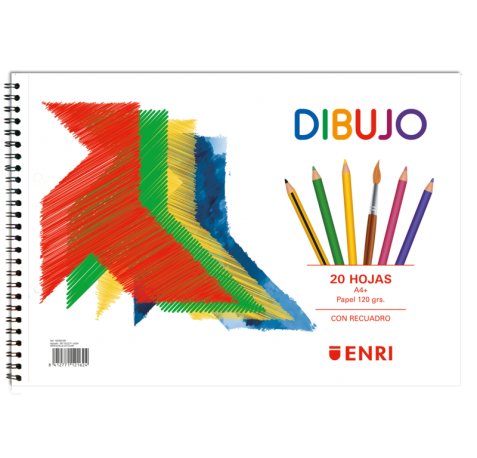 Enri Pajarita Bloc de Dibujo A4+ Tapa Blanda - 20 Hojas 120gr - Microperforado - 2 Taladros con Recuadro (10 uds)
