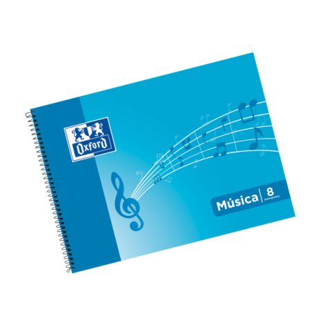 Oxford School Musica 4º Apaisado Cuaderno Espiral - Tapa Blanda - 8 Pentagramas - Interlineado de 2mm - 20 Hojas - Ilustracion en Tapa